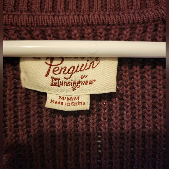 Penguin purple grandpa button-down men's sweater. - Picture 5 of 8